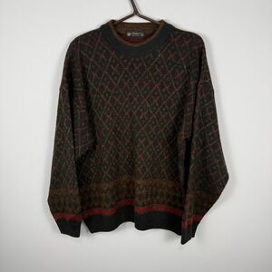 80s Vintage St Michael Mens Brown Diamond Knit Sweater Made in UK Size 40